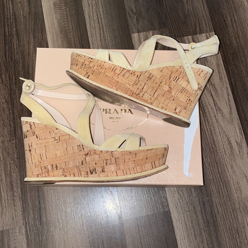 Prada cork wedges